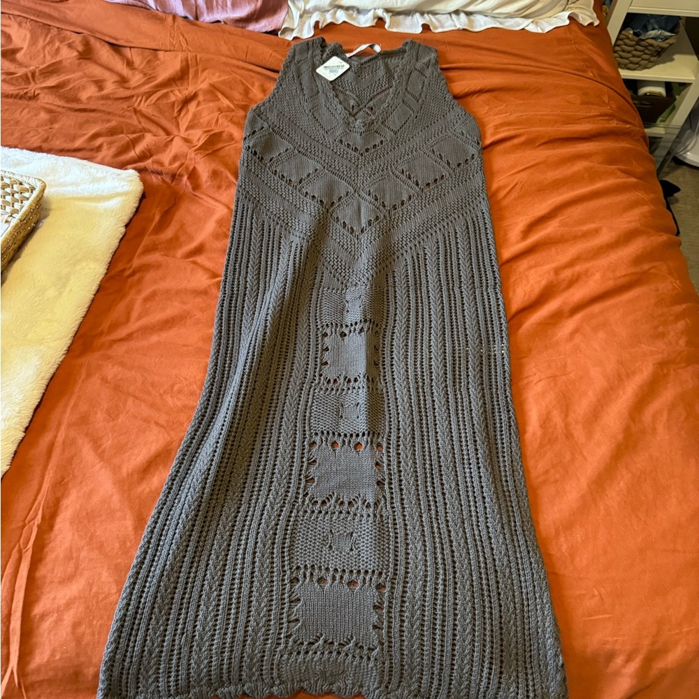 NWT Free People Beach brown knit coverup midi dress size xs